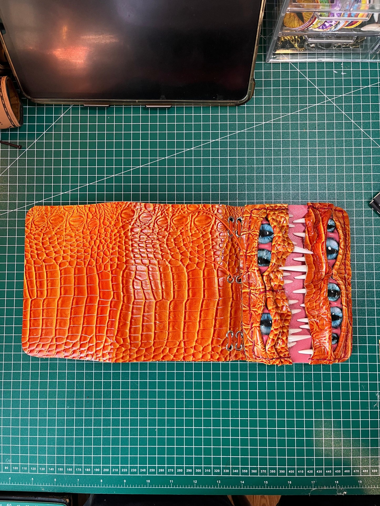 Leather Journal A6 | Orange Blue Eyes | Calestialtide