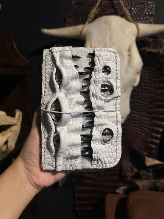 PRE-ORDER Leather Journal A6 | White Black Teeth | Calestialtide