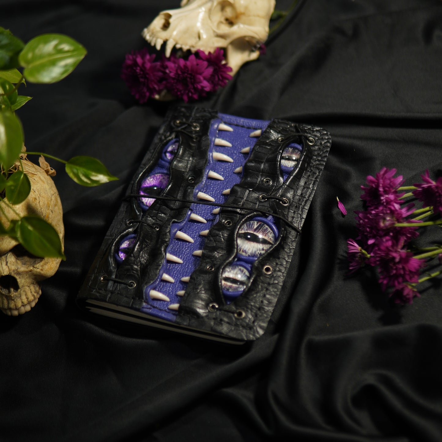 Leather Journal A5 | Silver Purple Eyes | Calestialtide