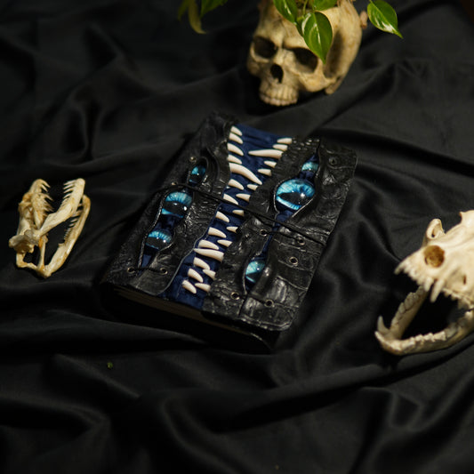 Leather Journal A5 | Black Blue Eyes | Calestialtide