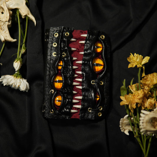 Leather Journal A6 | Black Cat Eyes | Calestialtide