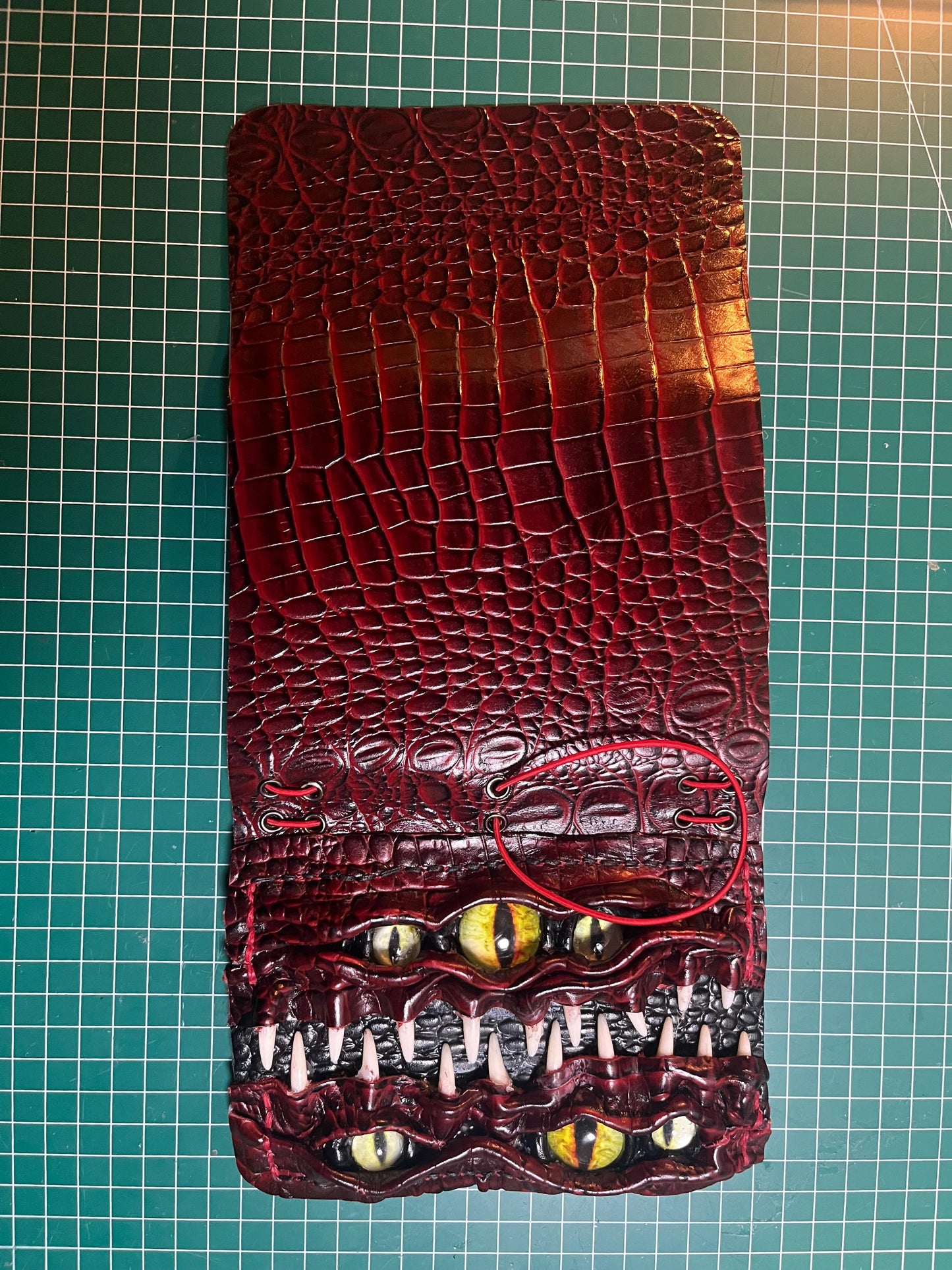 Leather Journal A6 | Maroon Yellow Eyes | Calestialtide