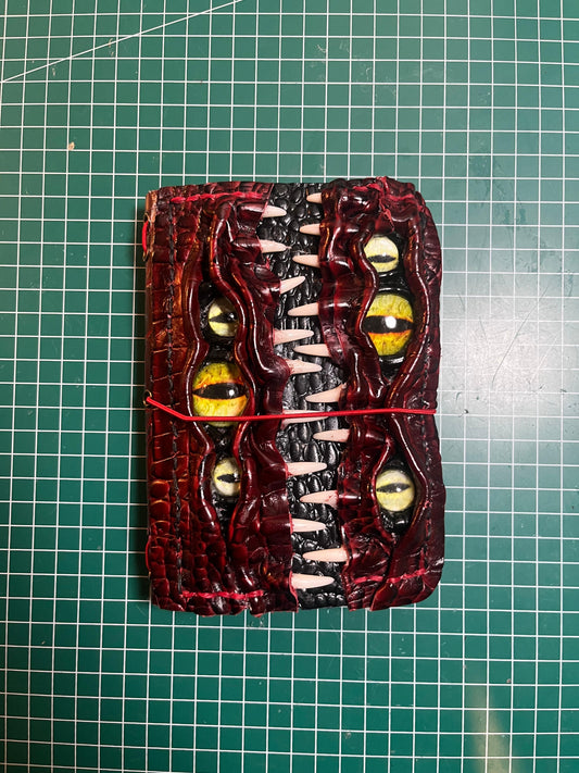 Leather Journal A6 | Maroon Yellow Eyes | Calestialtide